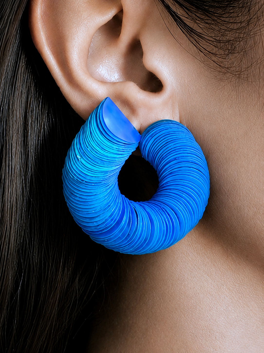 Spiralume - Baby Blue Iris Sequin Statement Earrings