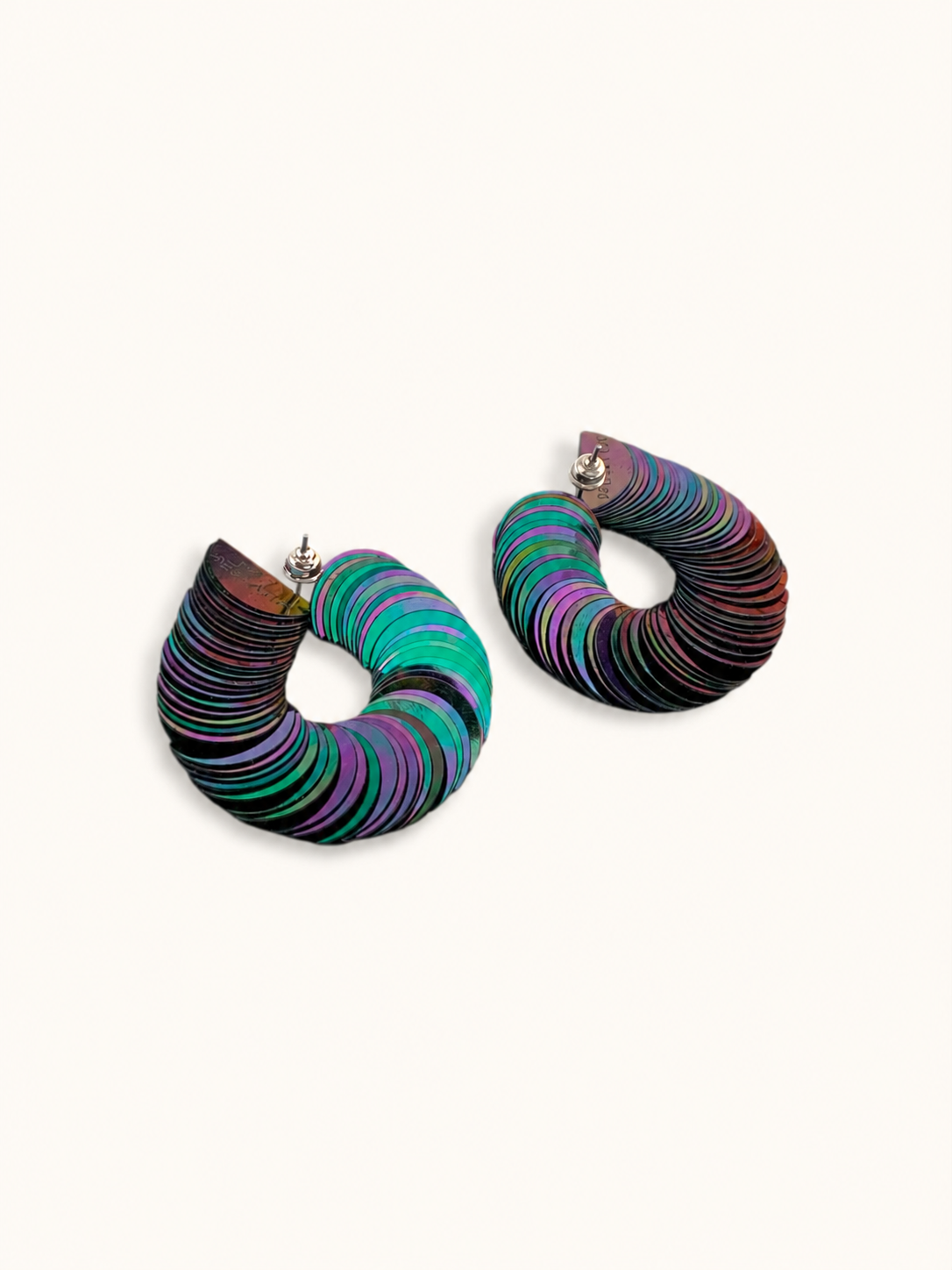 Spiralume - Black Iris Sequin Statement Earrings