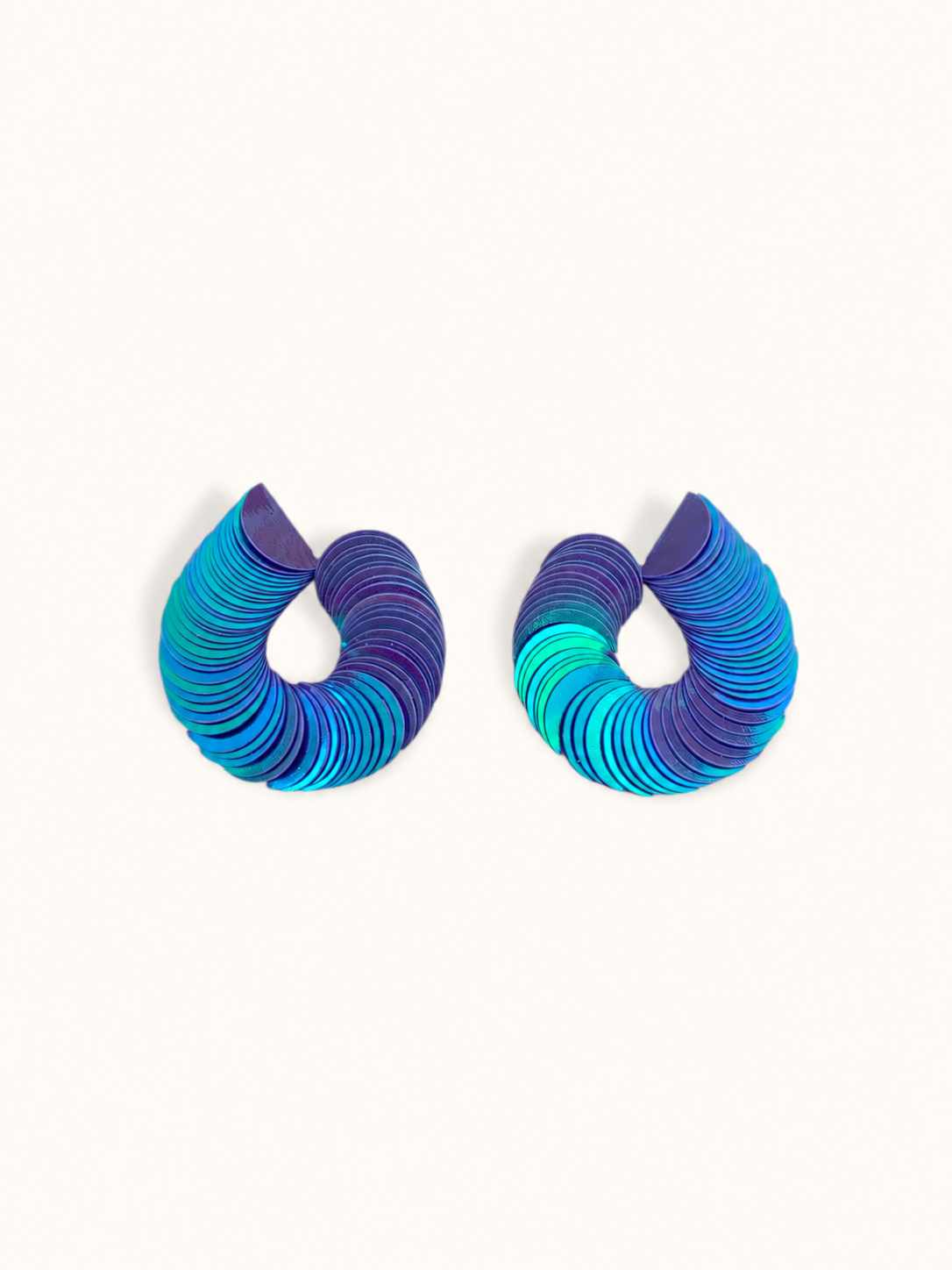 Spiralume - Purple Blue Iridescent Sequin Statement Earrings
