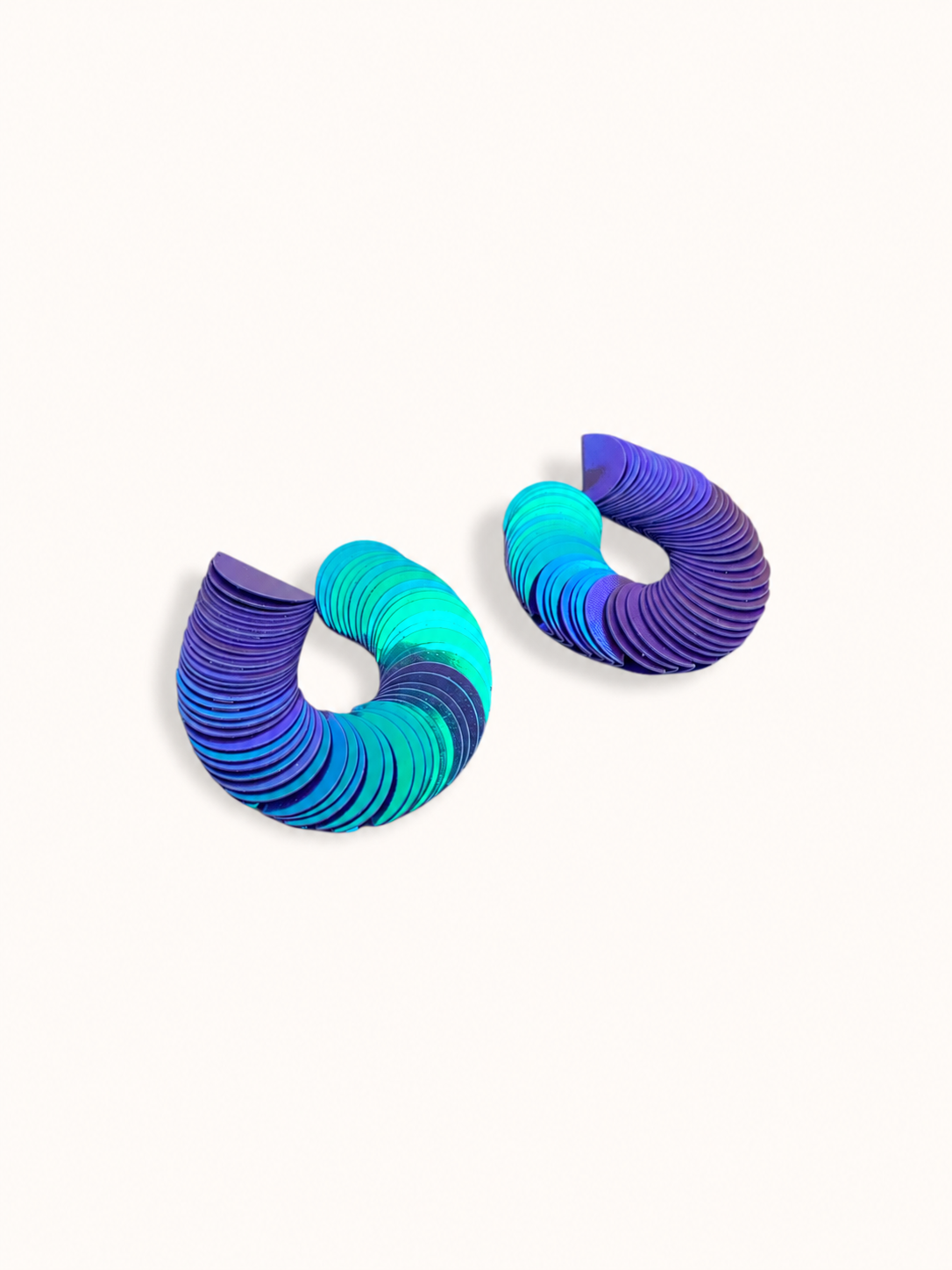 Spiralume - Purple Blue Iridescent Sequin Statement Earrings