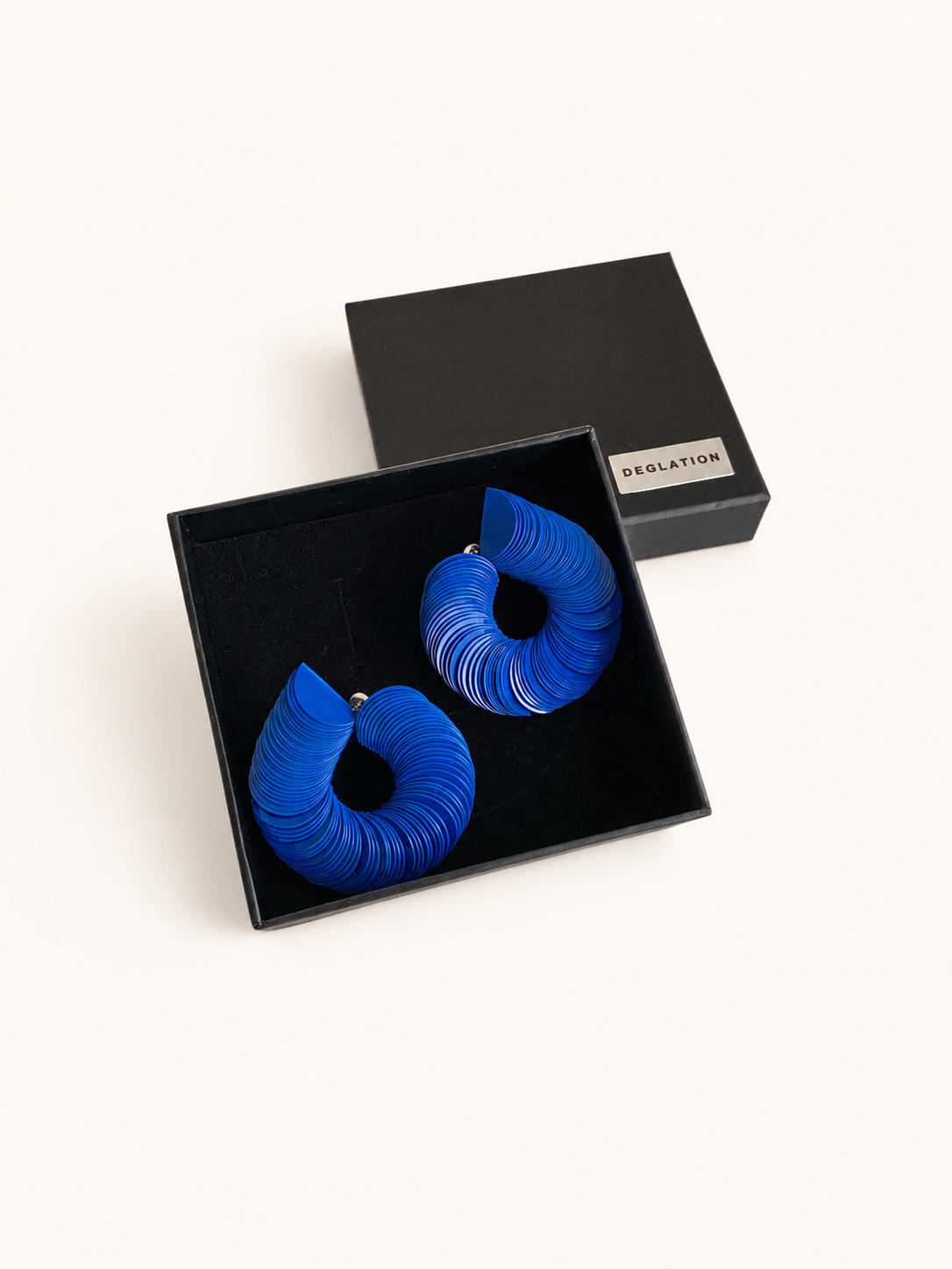 Spiralume - Pastel Deep Blue Sequin Statement Earrings