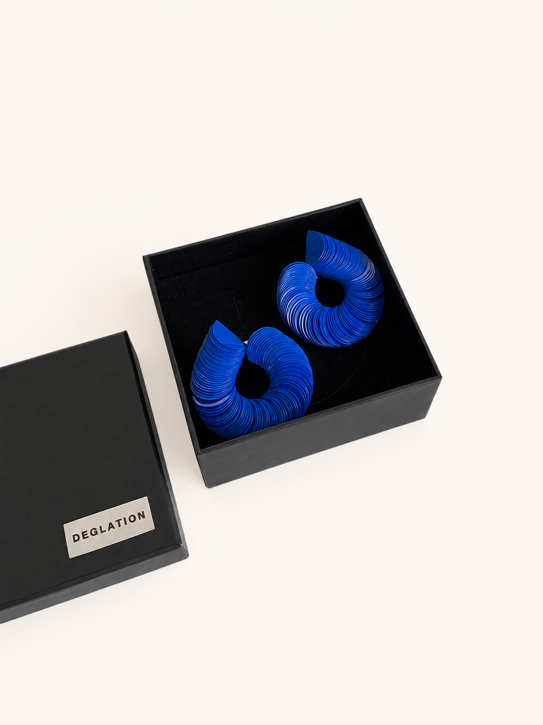 Spiralume - Pastel Deep Blue Sequin Statement Earrings