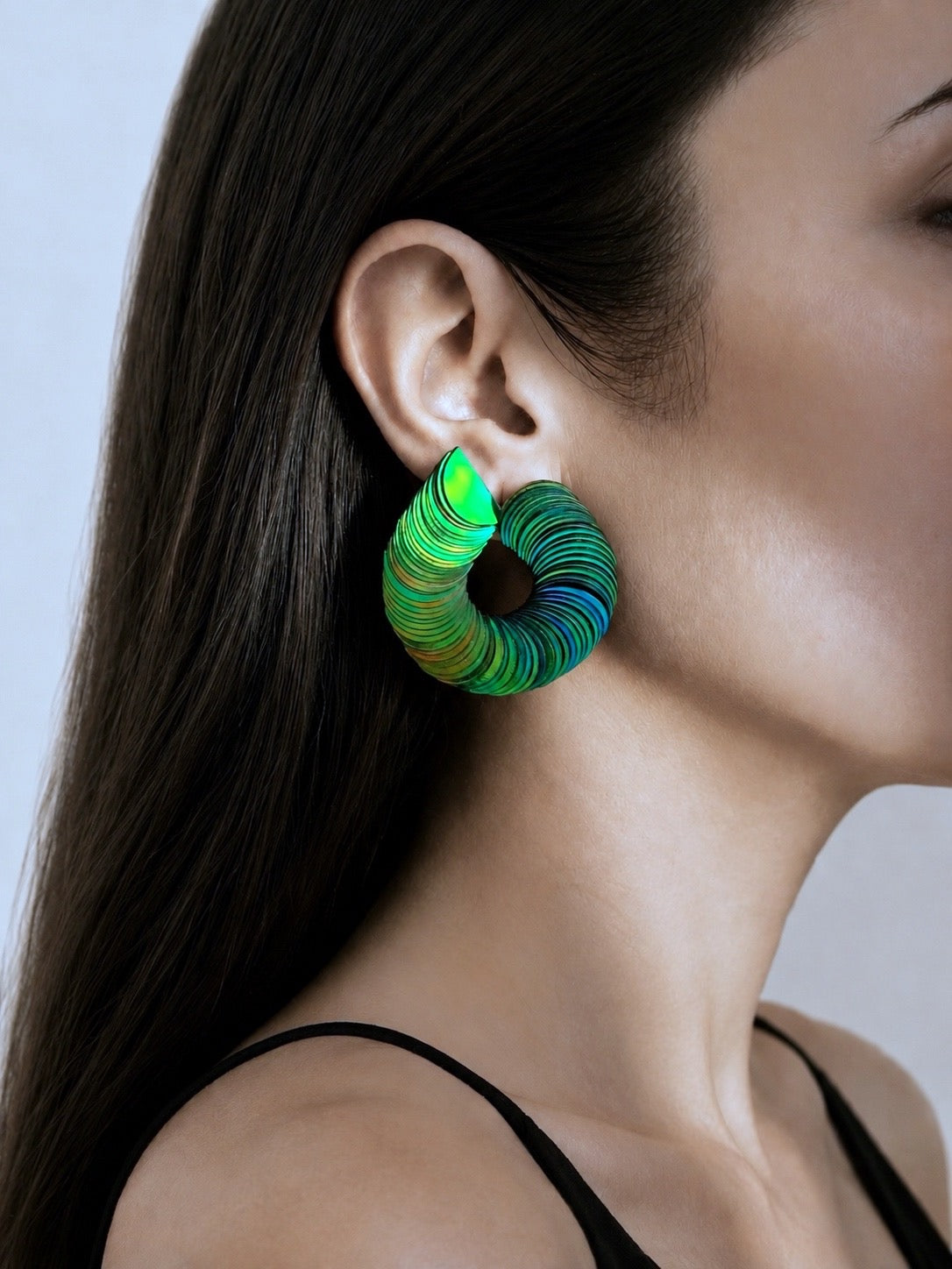 Spiralume - Green Iris Sequin Statement Earrings