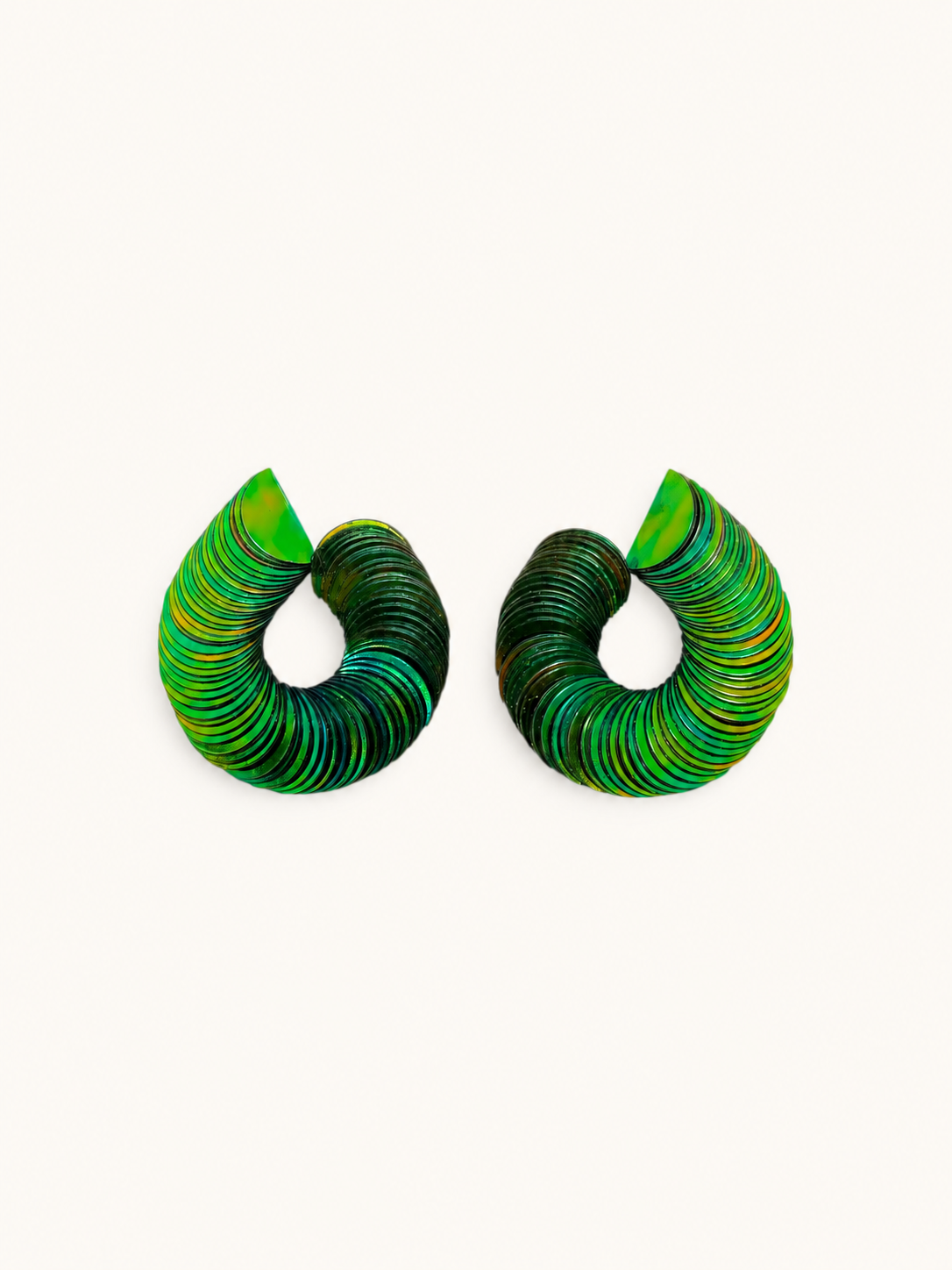 Spiralume - Green Iris Sequin Statement Earrings