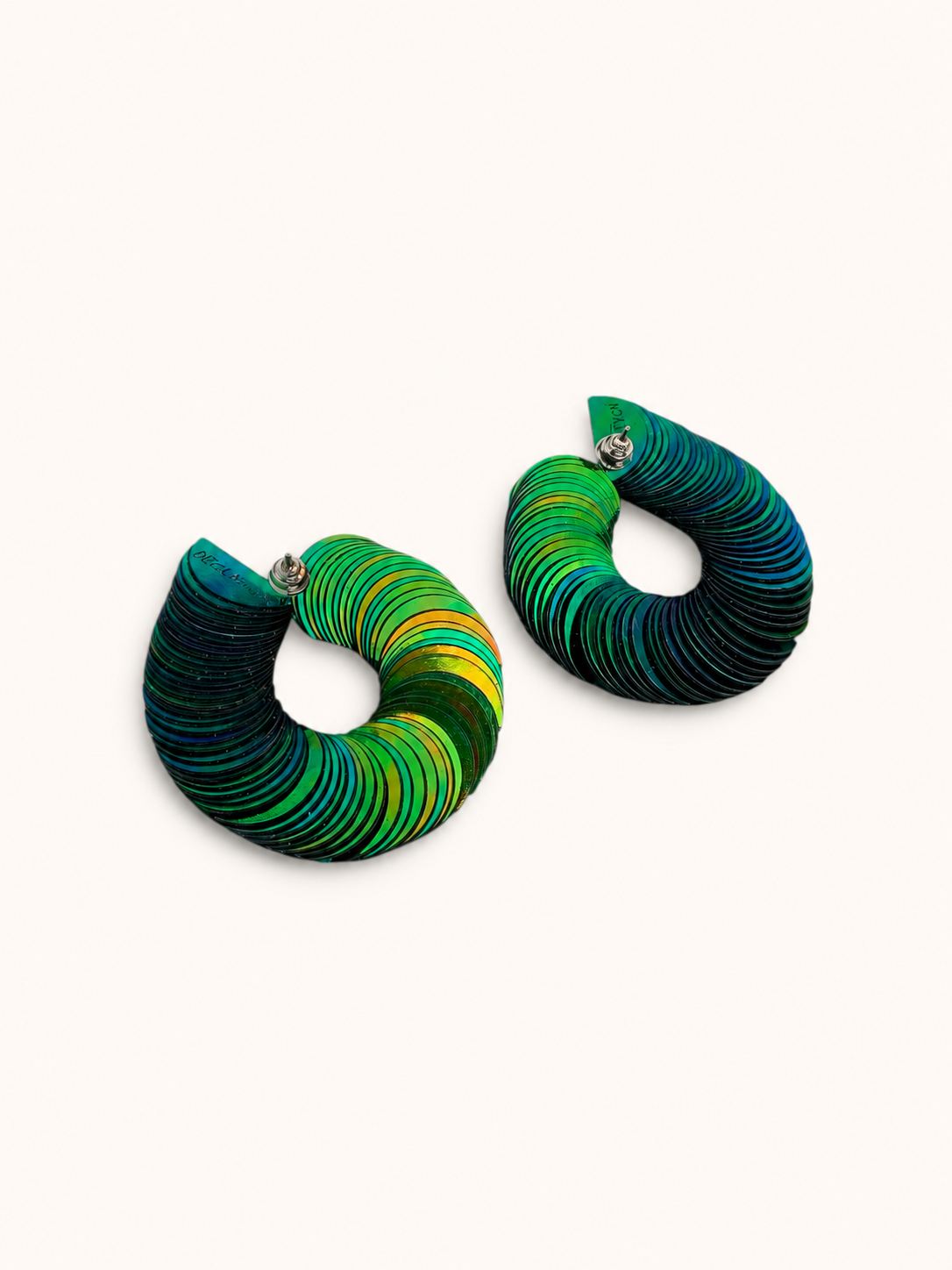Spiralume - Green Iris Sequin Statement Earrings