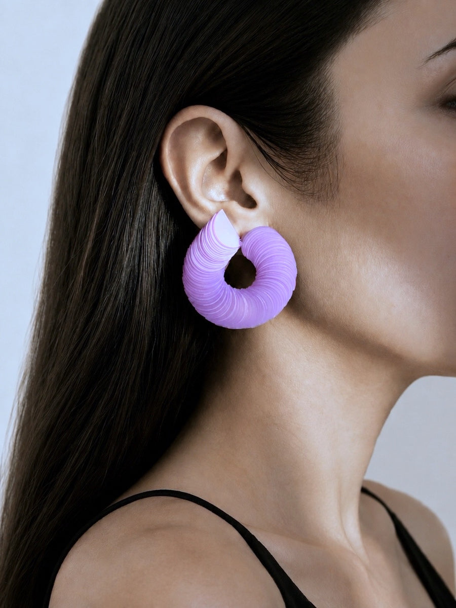 Spiralume - Matte Purple Sequin Statement Earrings